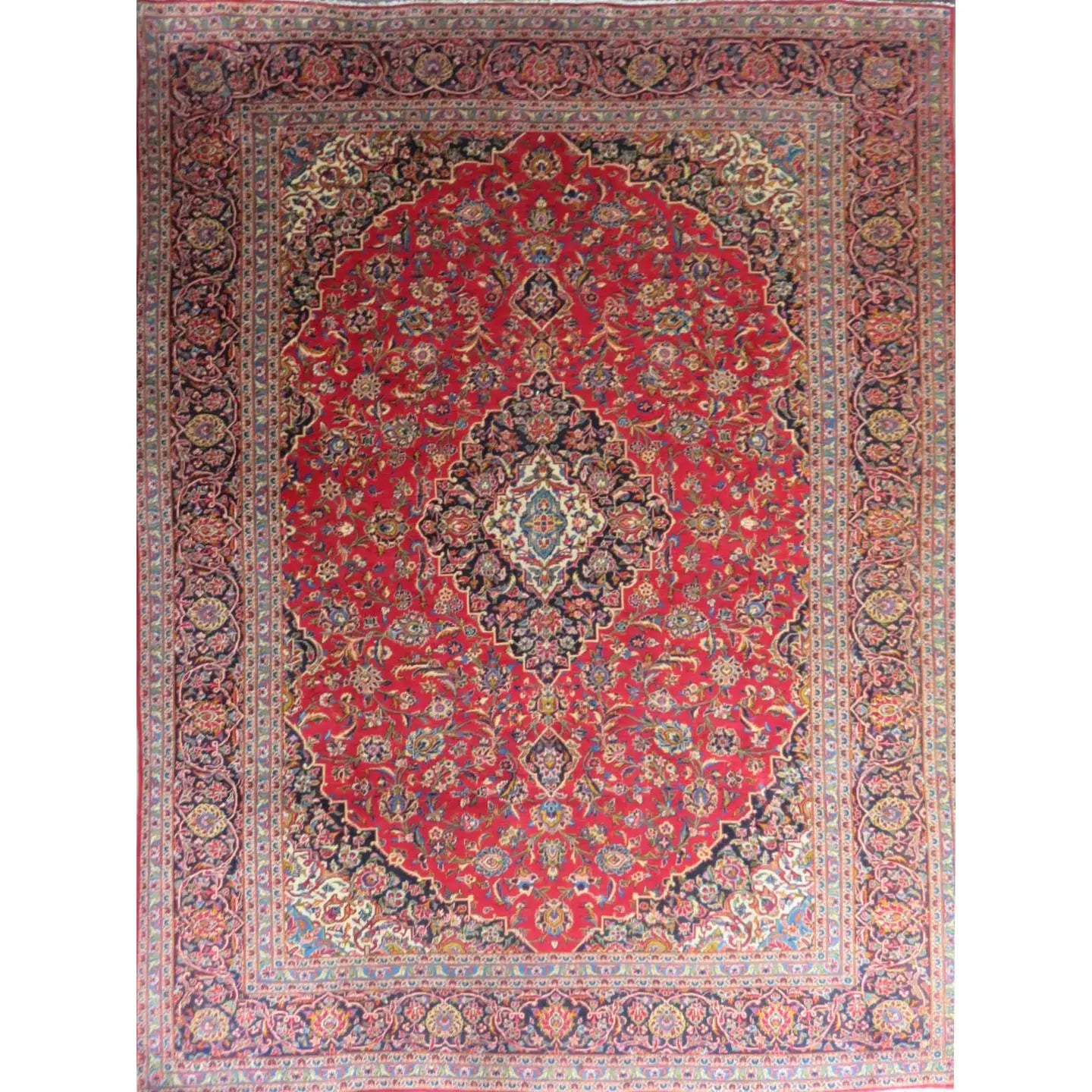 Hand-Knotted Persian Wool Rug _ Luxurious Vintage Design, 13'0" x 9'8", Artisan Crafted