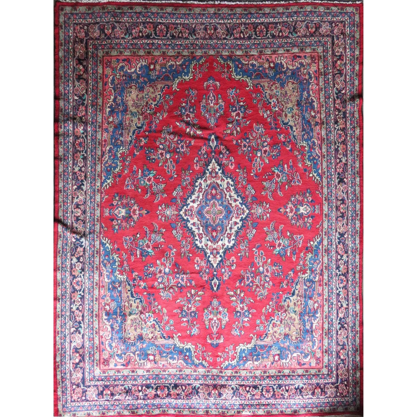 Hand-Knotted Persian Wool Rug _ Luxurious Vintage Design, 13'10" x 9'8", Artisan Crafted