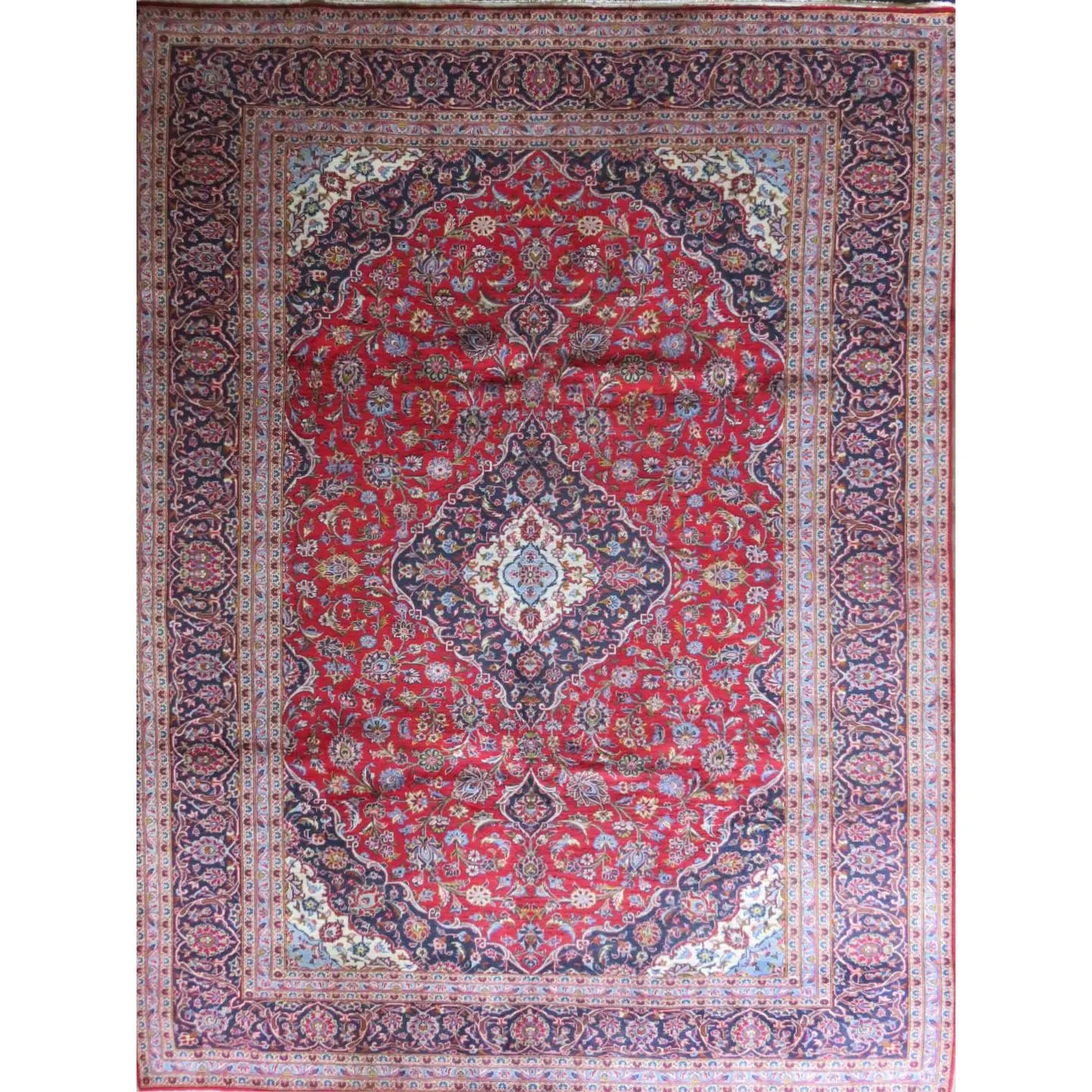 Hand-Knotted Persian Wool Rug _ Luxurious Vintage Design, 13'1" x 9'8", Artisan Crafted
