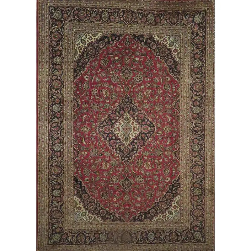 Hand-Knotted Persian Wool Rug _ Luxurious Vintage Design, 14'3" x 9'10", Artisan Crafted