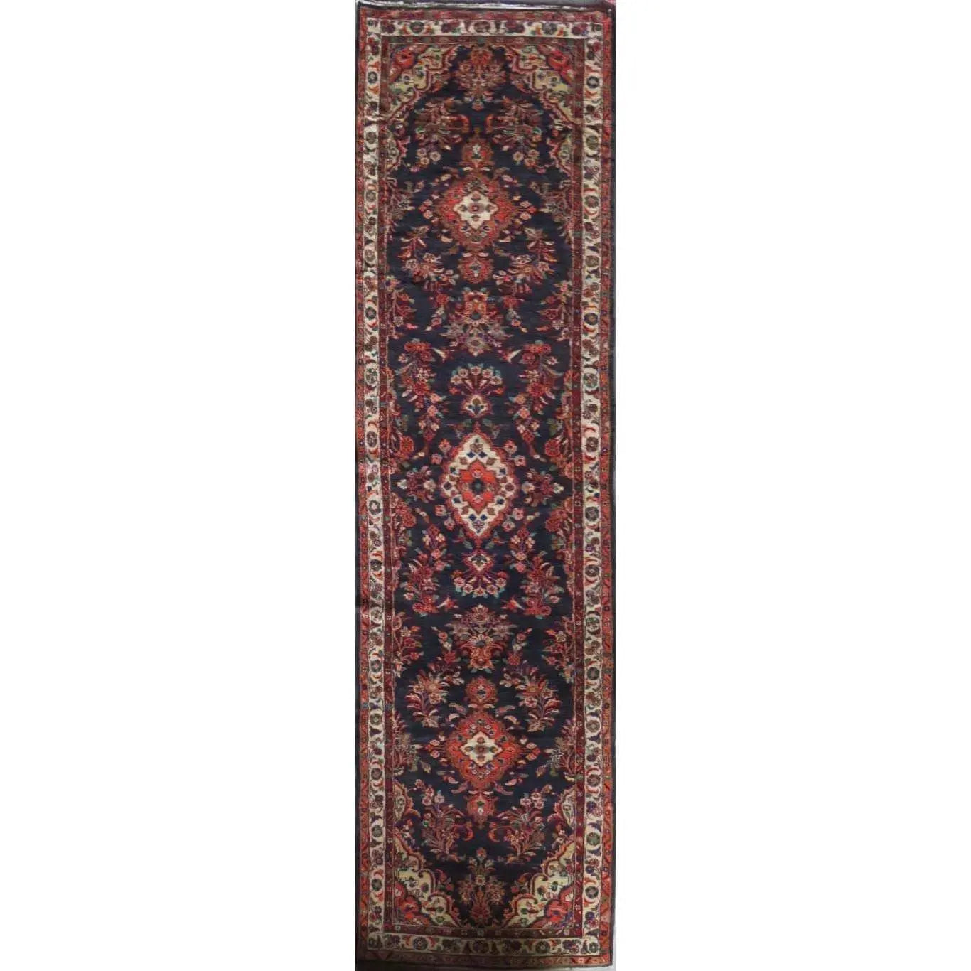 Hand-Knotted Persian Wool Rug _ Luxurious Vintage Design, 15'9" x 3'6", Artisan Crafted