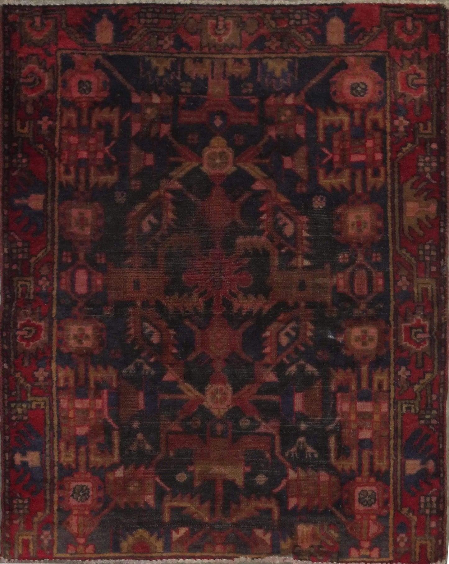 Hand-Knotted Persian Wool Rug _ Luxurious Vintage Design, 4'4" x 3'6", Artisan Crafted