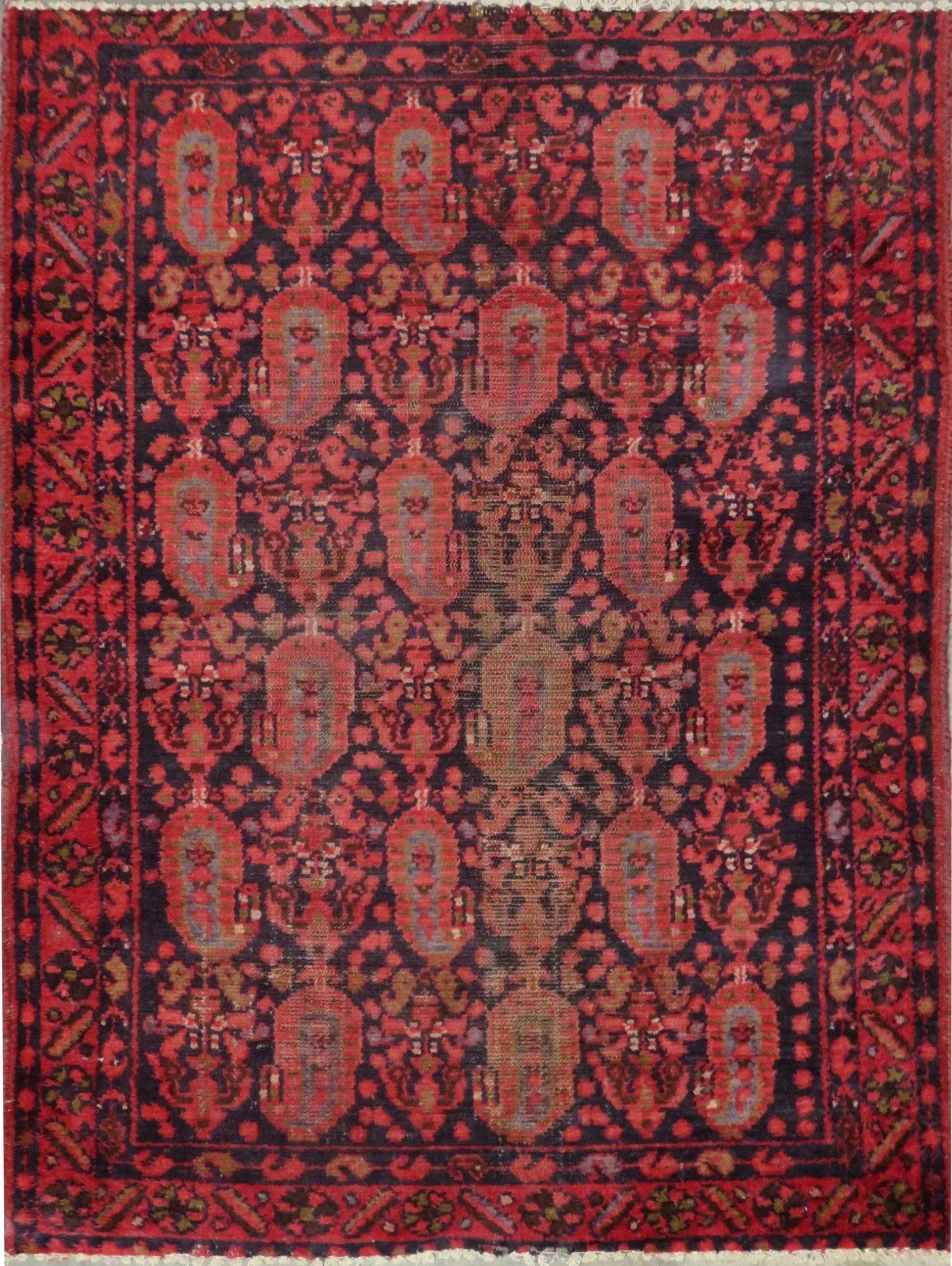 Hand-Knotted Persian Wool Rug _ Luxurious Vintage Design, 4'5" x 3'8", Artisan Crafted