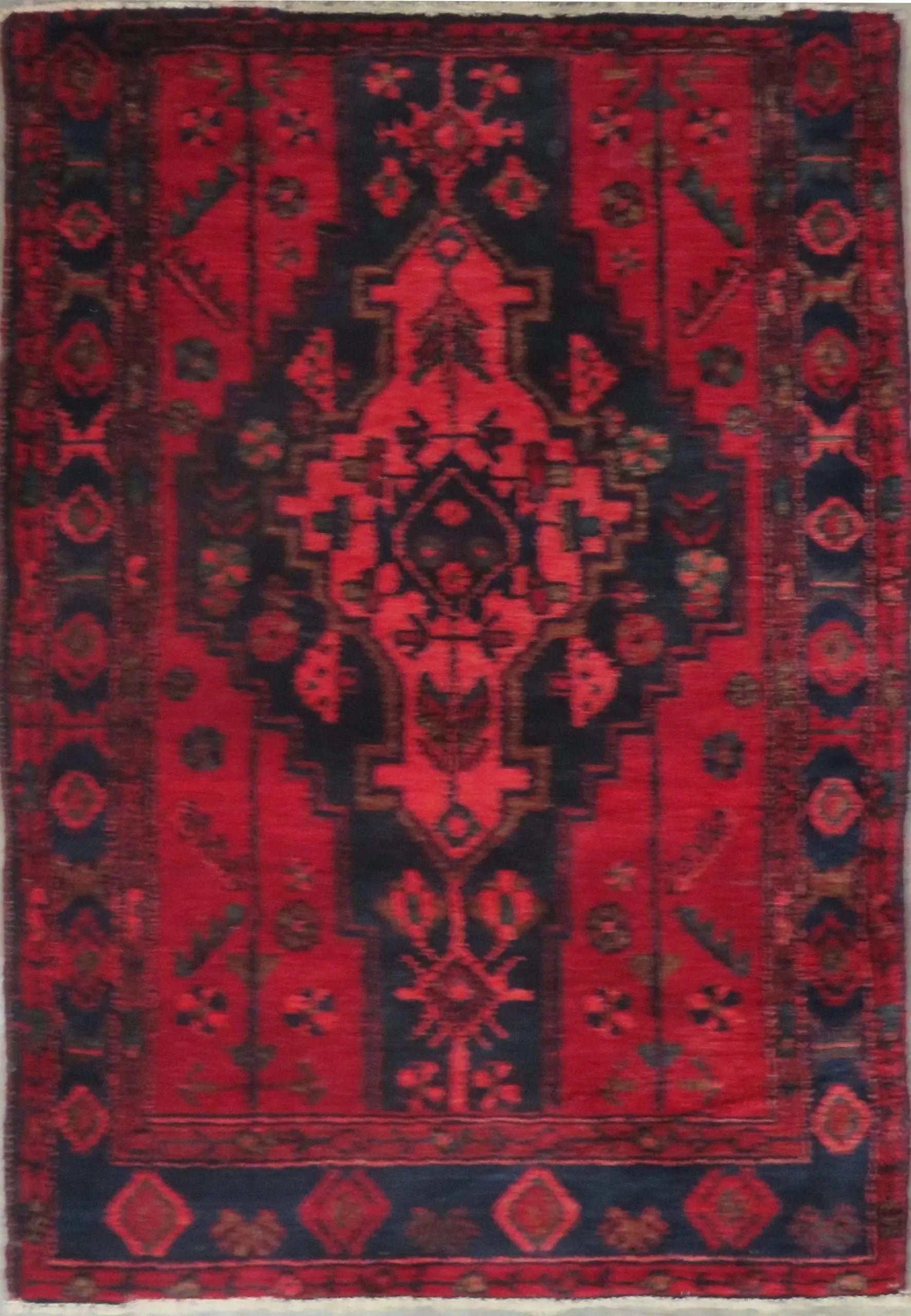 Hand-Knotted Persian Wool Rug _ Luxurious Vintage Design, 4'9" x 3'3", Artisan Crafted