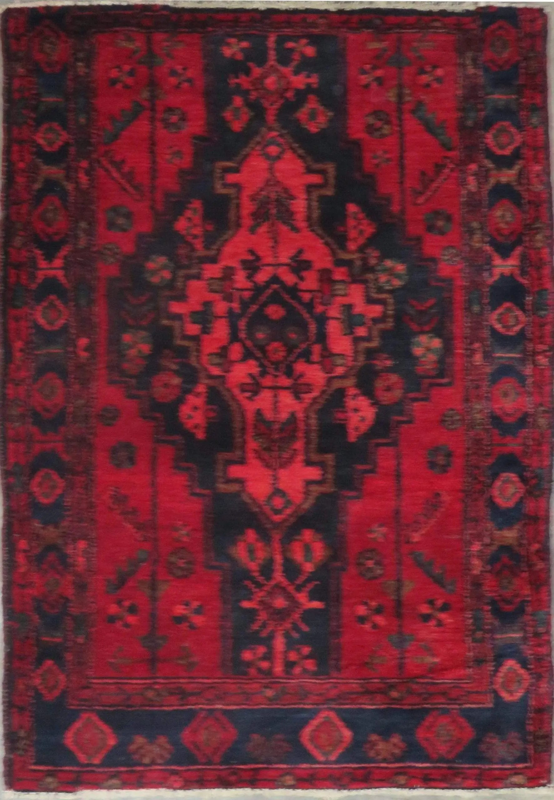 One Of The Kind Hand-Knotted Persian Wool Rug _ Luxurious Vintage Design, 4'9" x 3'3", Artisan Crafted