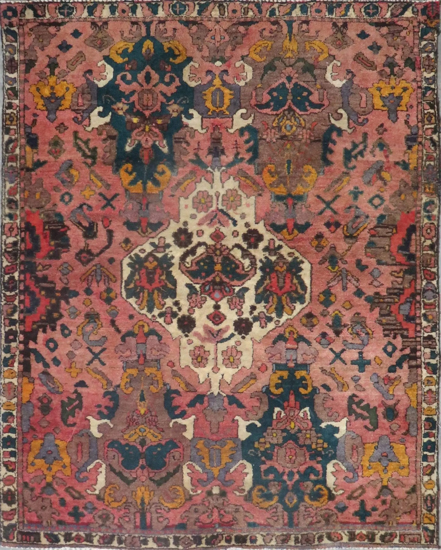 Hand-Knotted Persian Wool Rug _ Luxurious Vintage Design, 5'10" x 4'7", Artisan Crafted