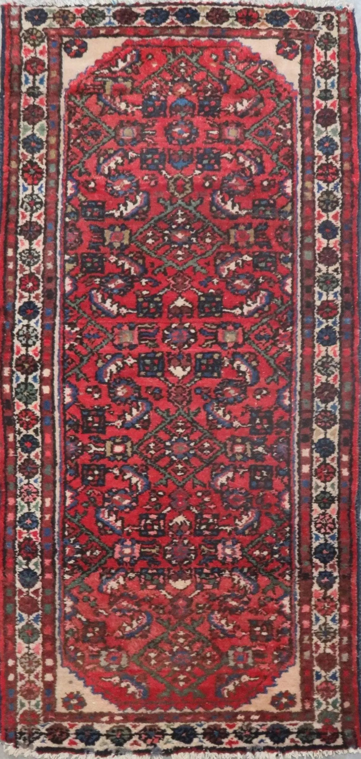 Hand-Knotted Persian Wool Rug _ Luxurious Vintage Design, 5'5" x 2'6", Artisan Crafted