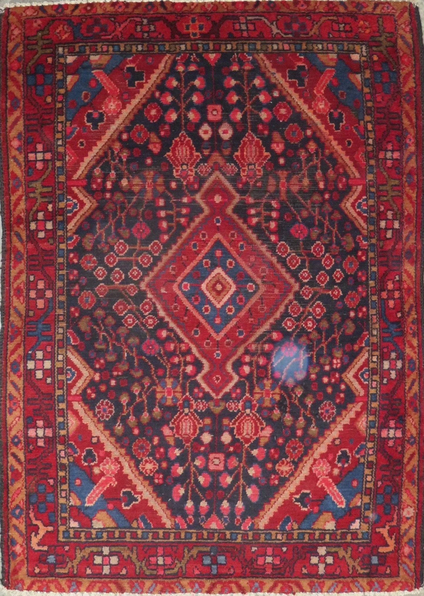 Hand-Knotted Persian Wool Rug _ Luxurious Vintage Design, 5'6" x 3'9", Artisan Crafted