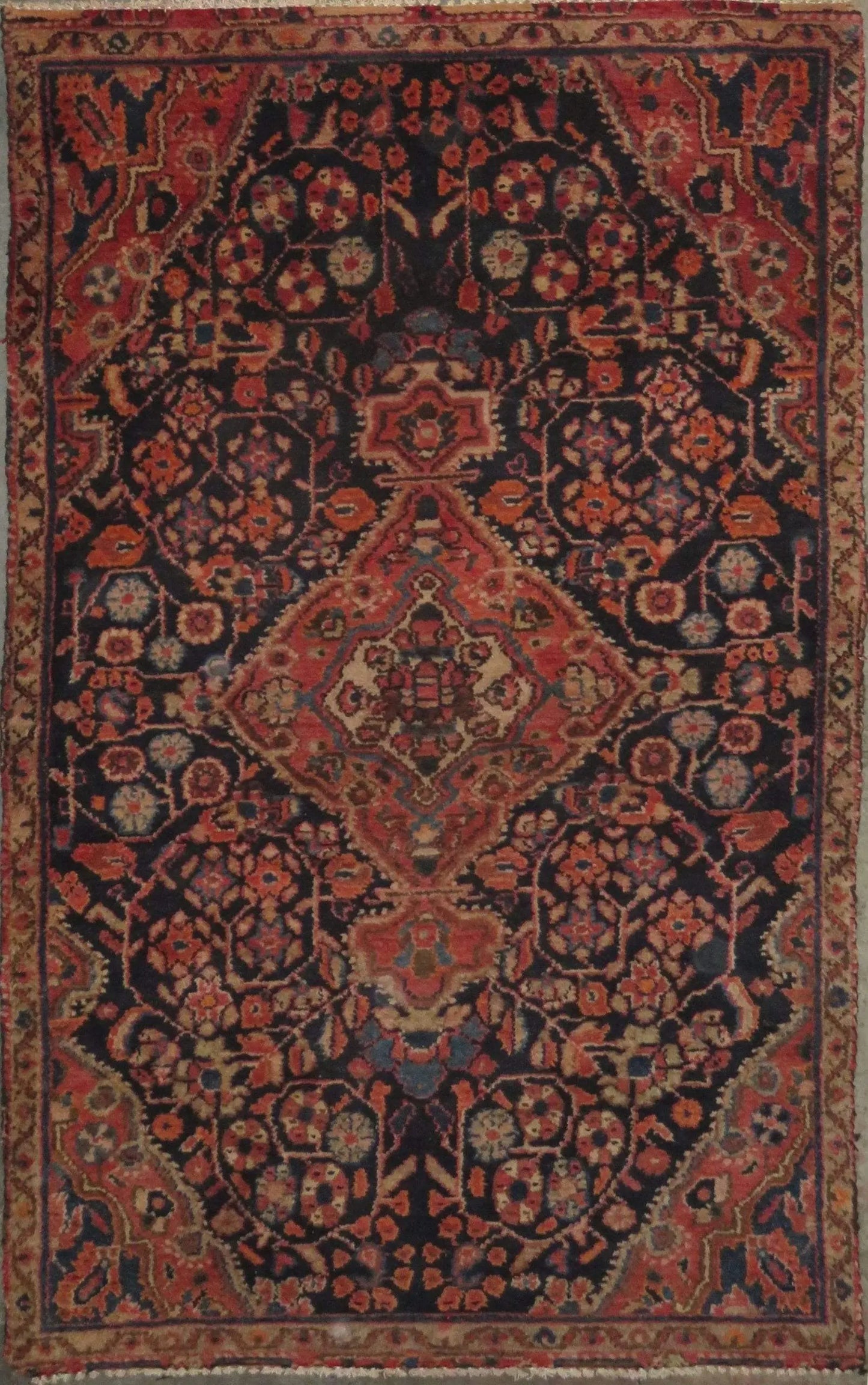 Hand-Knotted Persian Wool Rug _ Luxurious Vintage Design, 5'7" x 3'4", Artisan Crafted