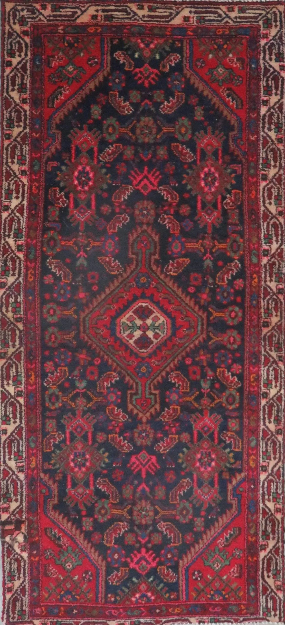 Hand-Knotted Persian Wool Rug _ Luxurious Vintage Design, 6'1" x 2'10", Artisan Crafted