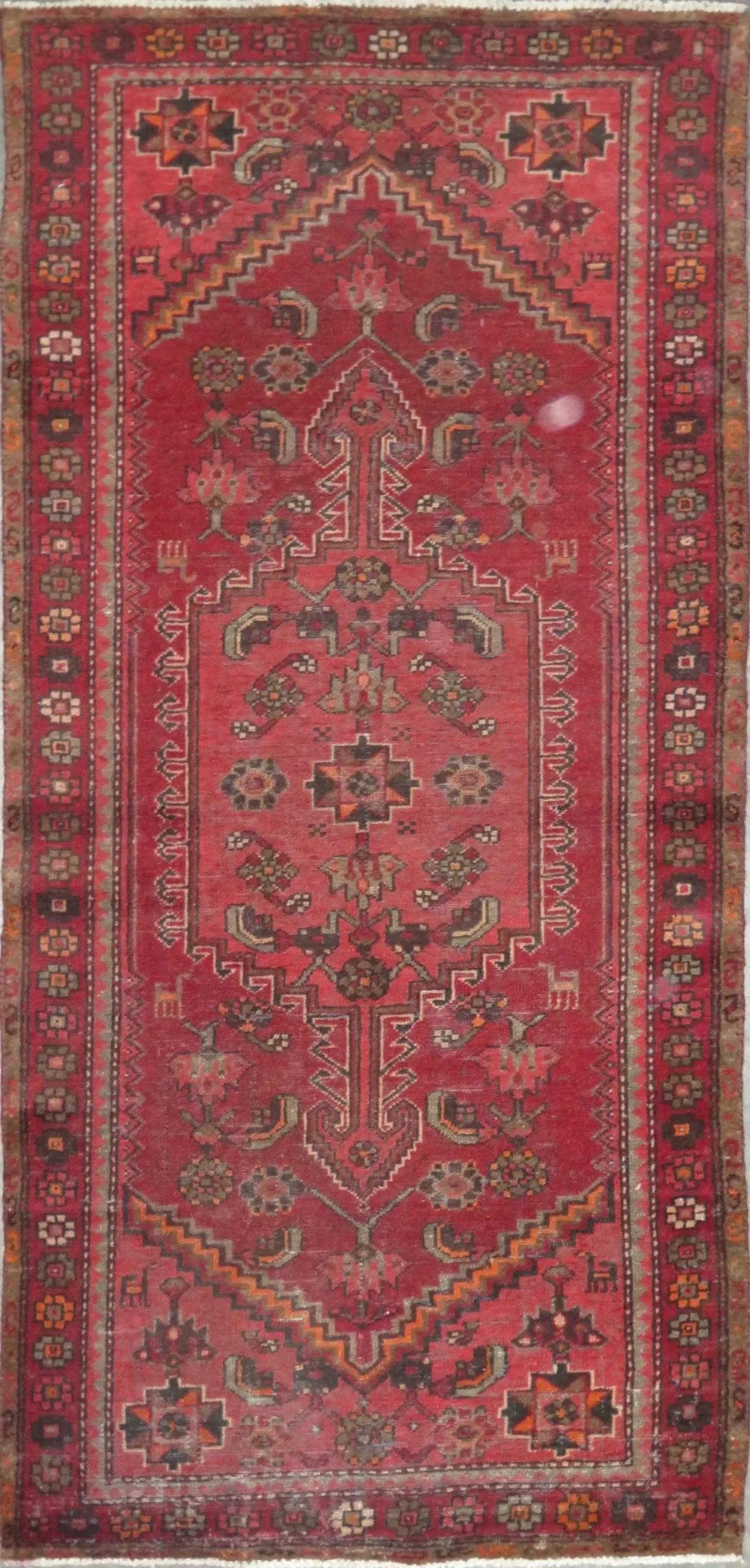 Hand-Knotted Persian Wool Rug _ Luxurious Vintage Design, 6'2" x 2'10", Artisan Crafted