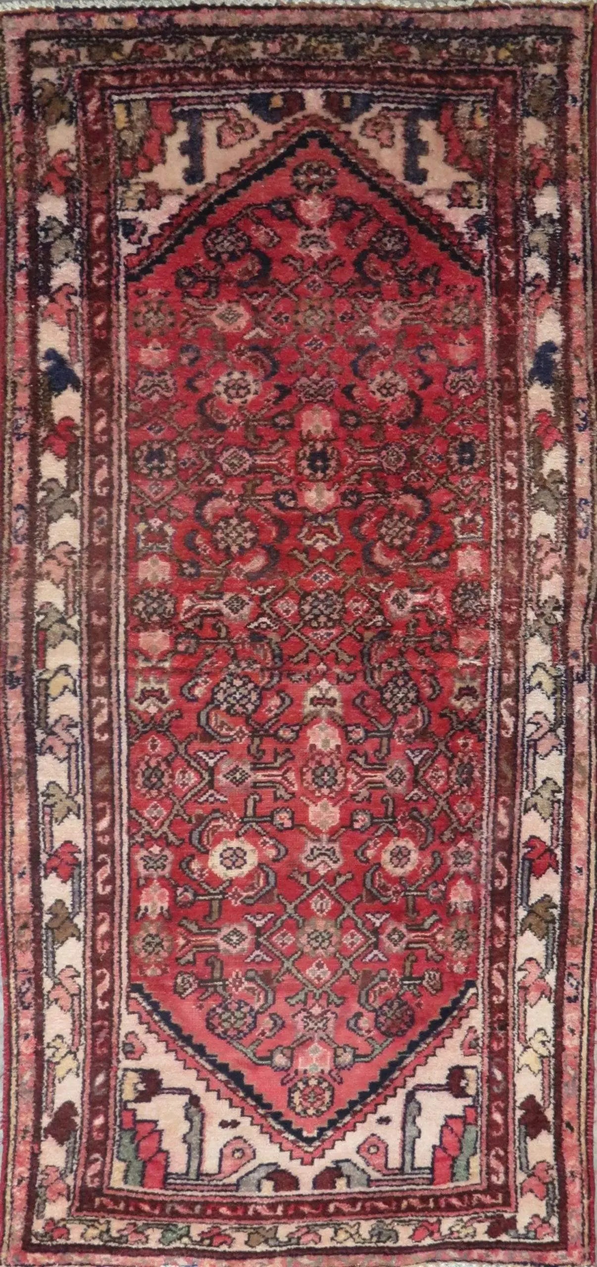 Hand-Knotted Persian Wool Rug _ Luxurious Vintage Design, 6'6" x 2'10", Artisan Crafted
