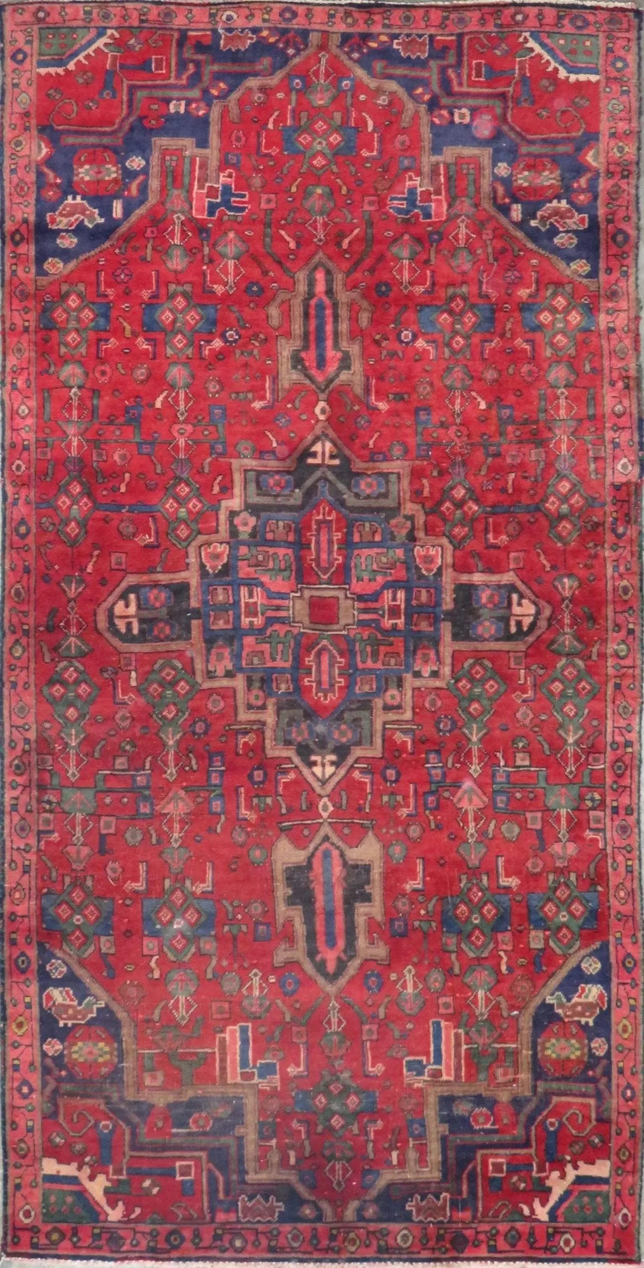 Hand-Knotted Persian Wool Rug _ Luxurious Vintage Design, 7'2" x 3'7", Artisan Crafted