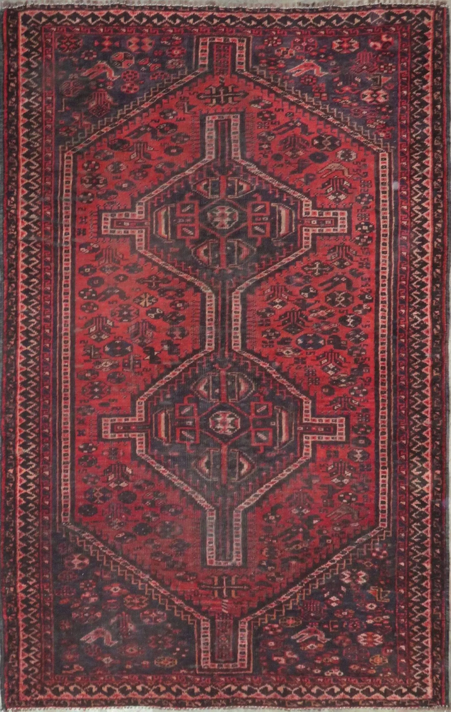 Hand-Knotted Persian Wool Rug _ Luxurious Vintage Design, 7'4" x 4'9", Artisan Crafted