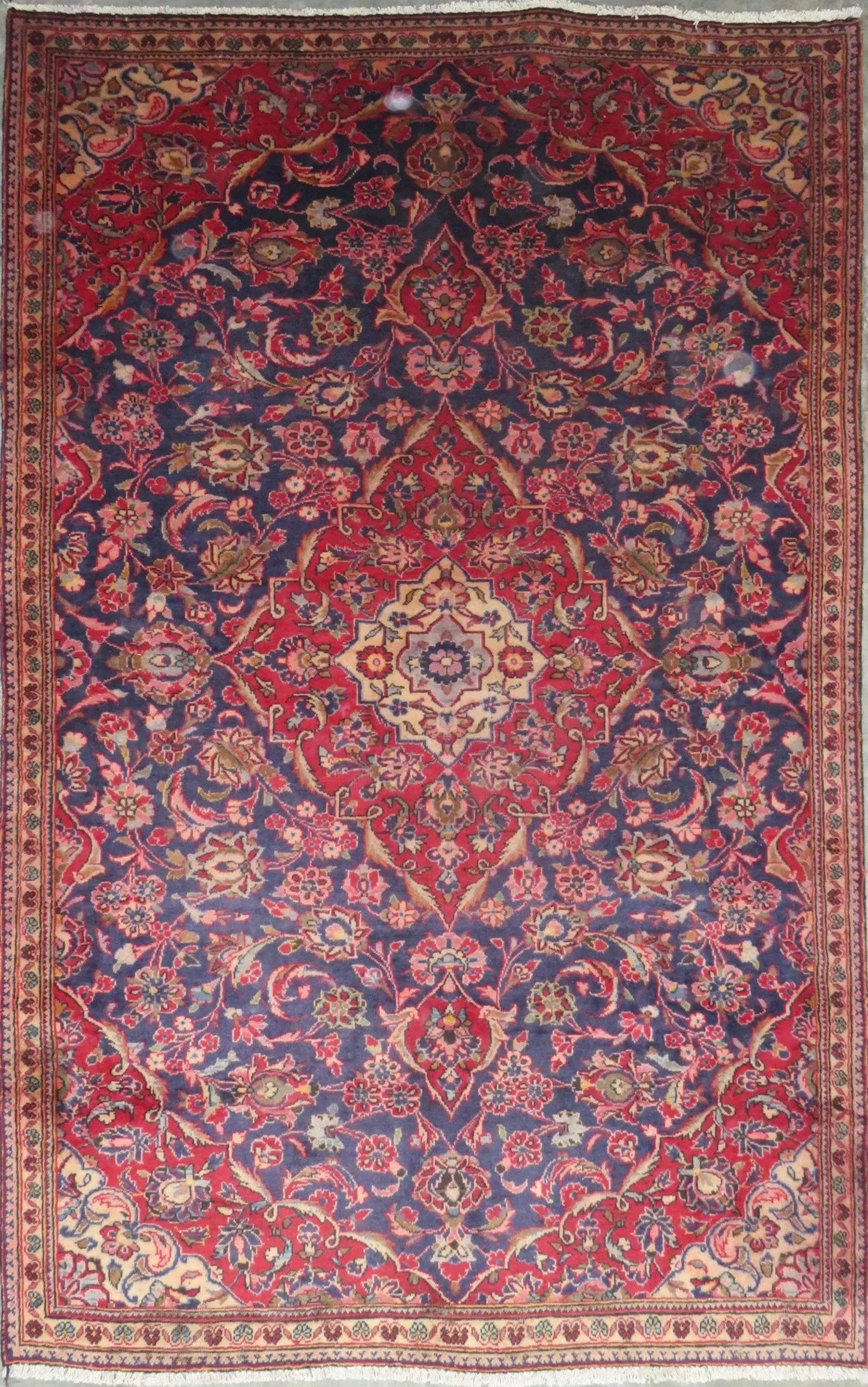 Hand-Knotted Persian Wool Rug _ Luxurious Vintage Design, 7'5" x 4'7", Artisan Crafted