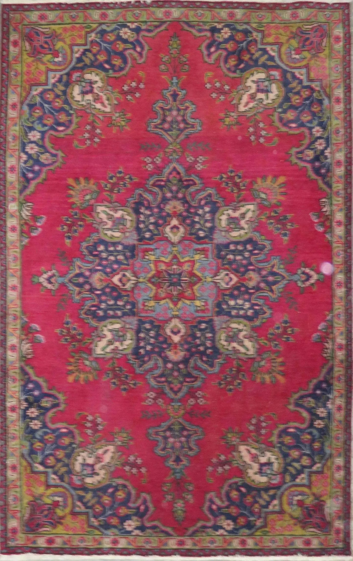 Hand-Knotted Persian Wool Rug _ Luxurious Vintage Design, 7'5" x 4'8", Artisan Crafted