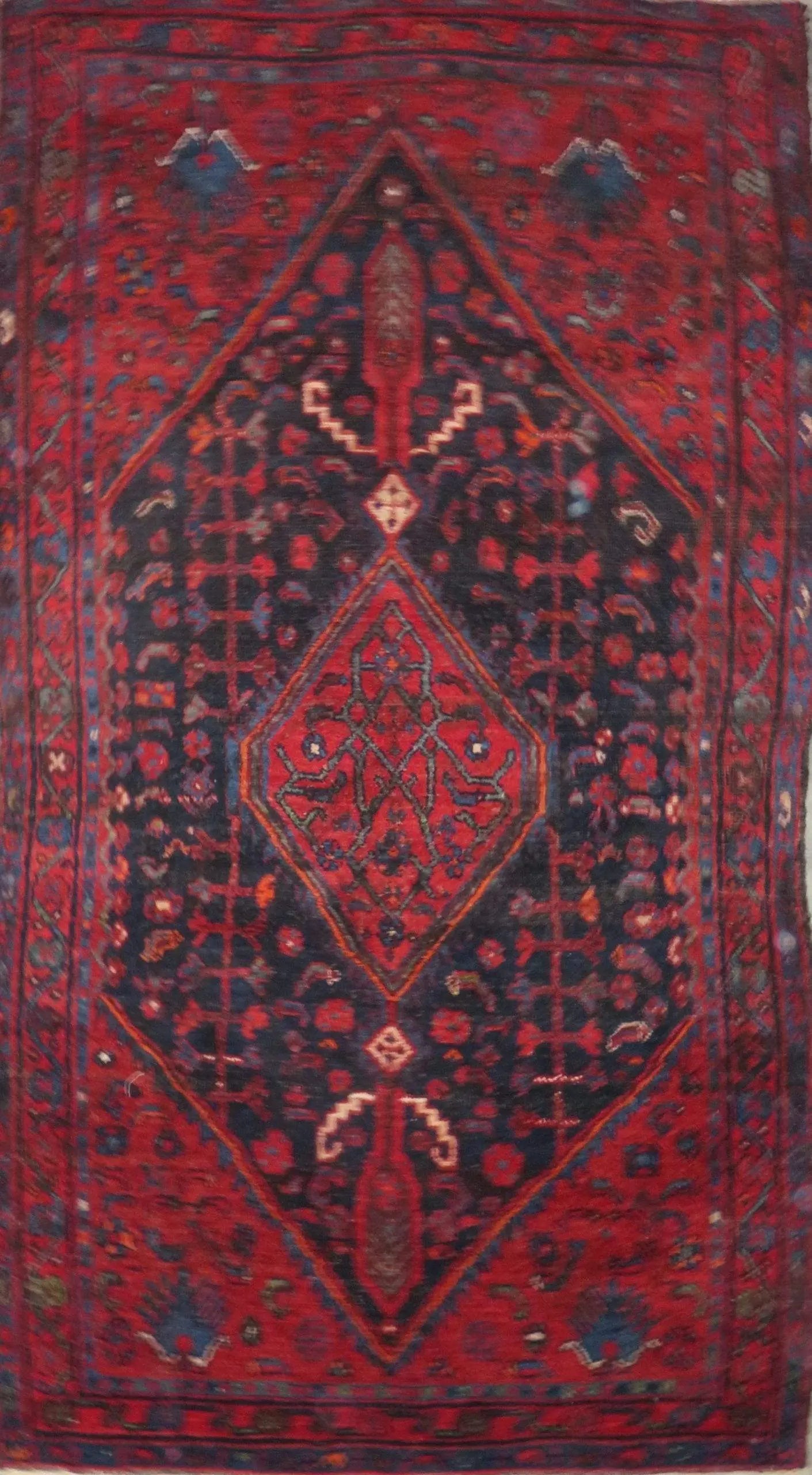 Hand-Knotted Persian Wool Rug _ Luxurious Vintage Design, 7'7" x 4'0", Artisan Crafted