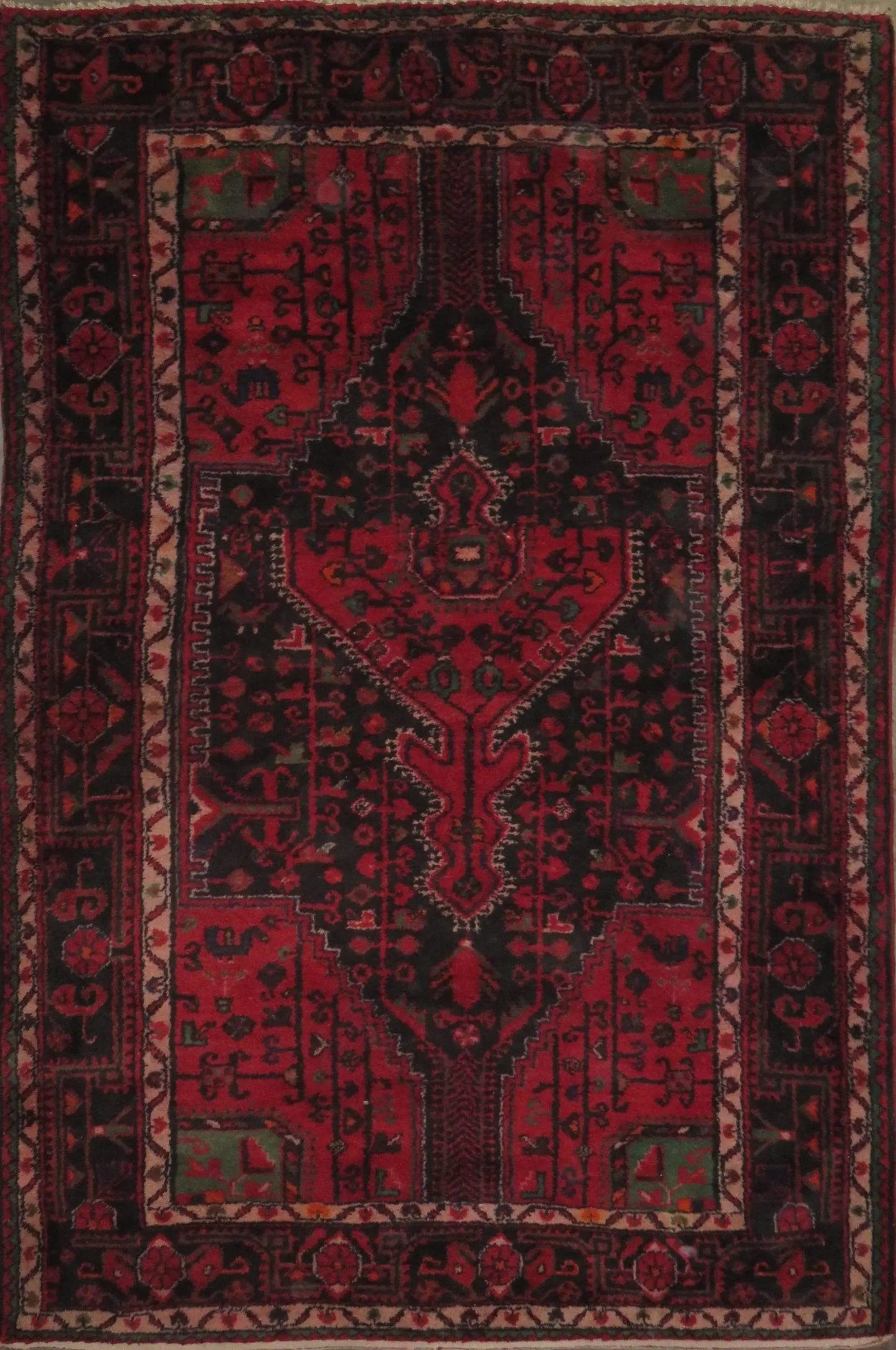 Hand-Knotted Persian Wool Rug _ Luxurious Vintage Design, 7'7" x 4'8", Artisan Crafted