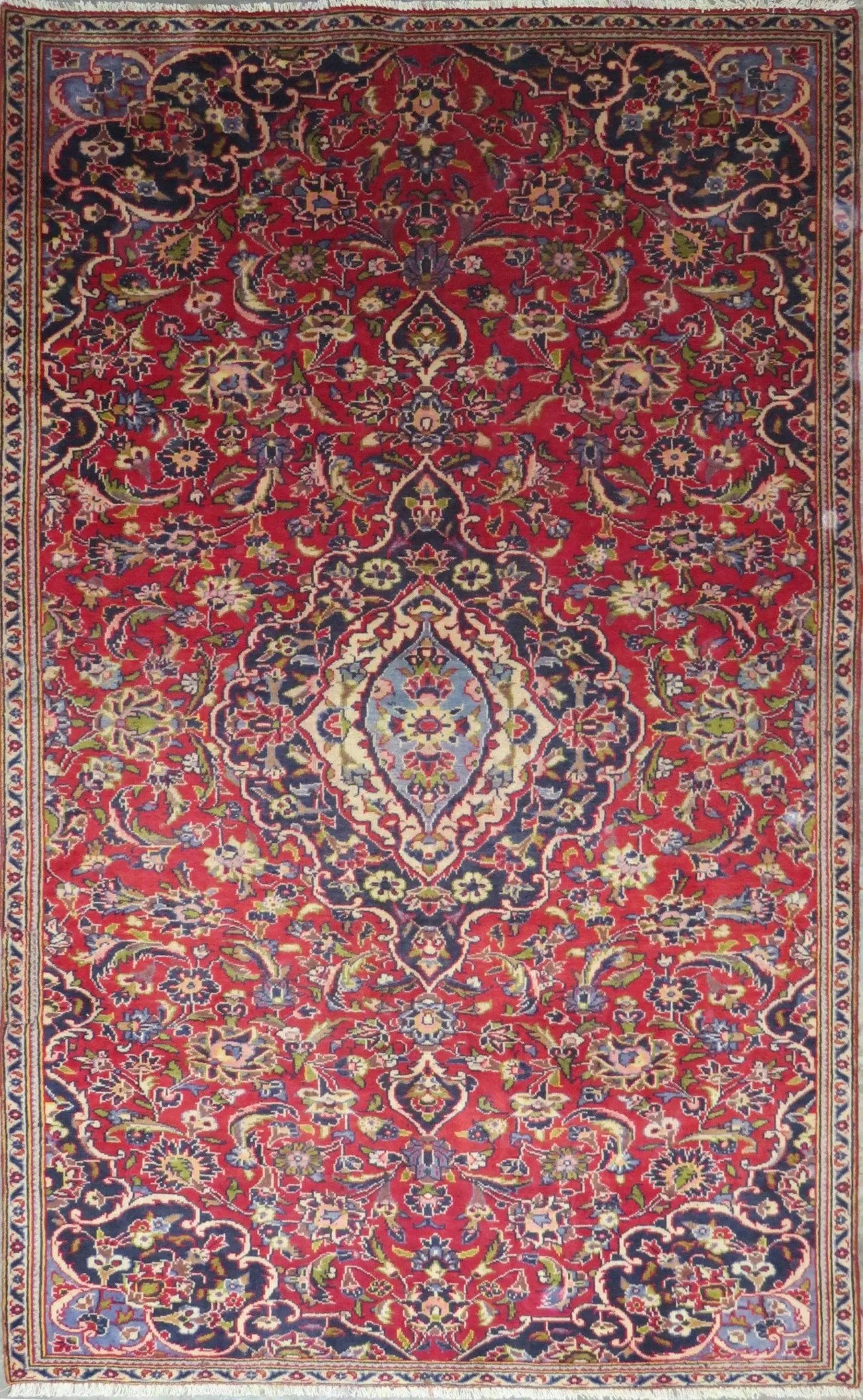 Hand-Knotted Persian Wool Rug _ Luxurious Vintage Design, 7'9" x 4'9", Artisan Crafted