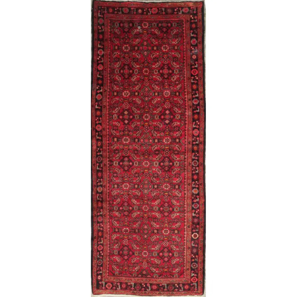 Hand-Knotted Persian Wool Rug _ Luxurious Vintage Design, 9'8" x 3'8"", Artisan Crafted