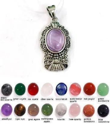 Handmade Natural Stone Gemstone Pendant with Copper & Silver, Stone Size 10*12mm, No. 76 ABC Rugs Kilims