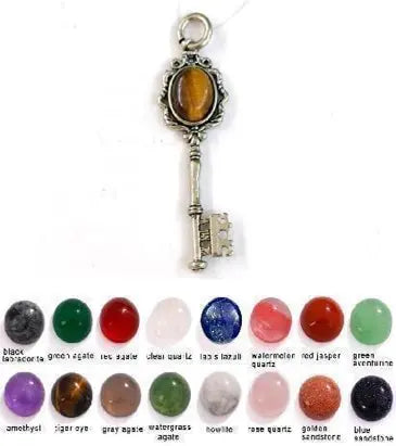 Handmade Natural Stone Gemstone Pendant with Copper & Silver, Stone Size 10*12mm, No. 80 ABC Rugs Kilims