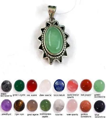 Handmade Natural Stone Gemstone Pendant with Copper & Silver, Stone Size 10*14mm, No. 104 ABC Rugs Kilims