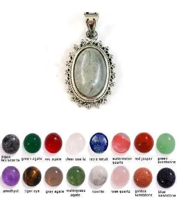 Handmade Natural Stone Gemstone Pendant with Copper & Silver, Stone Size 10*14mm, No. 96 ABC Rugs Kilims