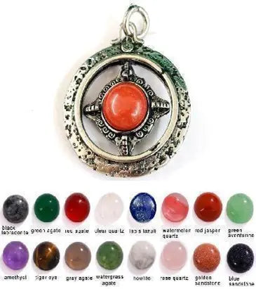 Handmade Natural Stone Gemstone Pendant with Copper & Silver, Stone Size 12*12mm, No. 92 ABC Rugs Kilims