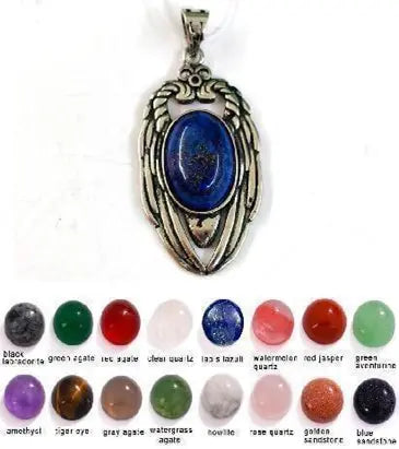 Handmade Natural Stone Gemstone Pendant with Copper & Silver, Stone Size 12*16mm, No. 101 ABC Rugs Kilims