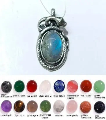 Handmade Natural Stone Gemstone Pendant with Copper & Silver, Stone Size 12*16mm, No. 110 ABC Rugs Kilims