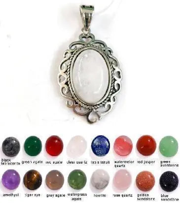 Handmade Natural Stone Gemstone Pendant with Copper & Silver, Stone Size 12*16mm, No. 93 ABC Rugs Kilims