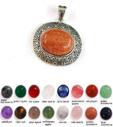 Handmade Natural Stone Gemstone Pendant with Copper & Silver, Stone Size 13*18mm, No. 103 ABC Rugs Kilims