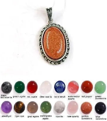 Handmade Natural Stone Gemstone Pendant with Copper & Silver, Stone Size 13*18mm, No. 78 ABC Rugs Kilims