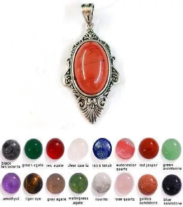 Handmade Natural Stone Gemstone Pendant with Copper & Silver, Stone Size 13*18mm, No. 85 ABC Rugs Kilims