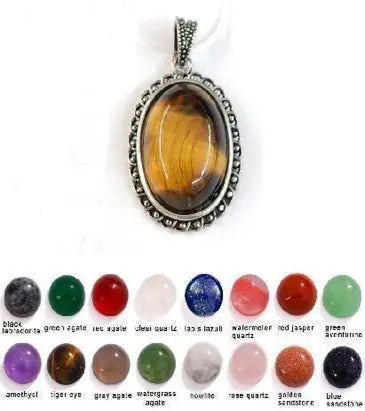 Handmade Natural Stone Gemstone Pendant with Copper & Silver, Stone Size 13*18mm, No. 97 ABC Rugs Kilims