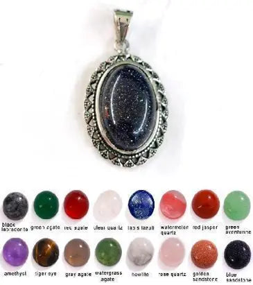 Handmade Natural Stone Gemstone Pendant with Copper & Silver, Stone Size 13*18mm, No. 99 ABC Rugs Kilims