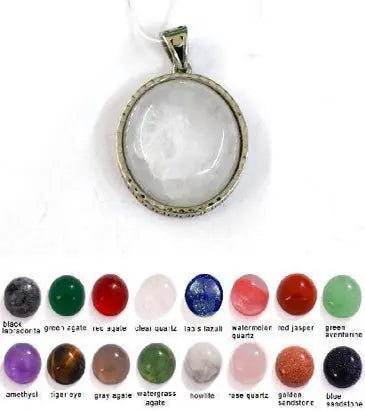 Handmade Natural Stone Gemstone Pendant with Copper & Silver, Stone Size 20*20mm, No. 79 ABC Rugs Kilims