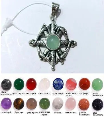 Handmade Natural Stone Gemstone Pendant with Copper & Silver, Stone Size 8*8mm, No. 87 ABC Rugs Kilims