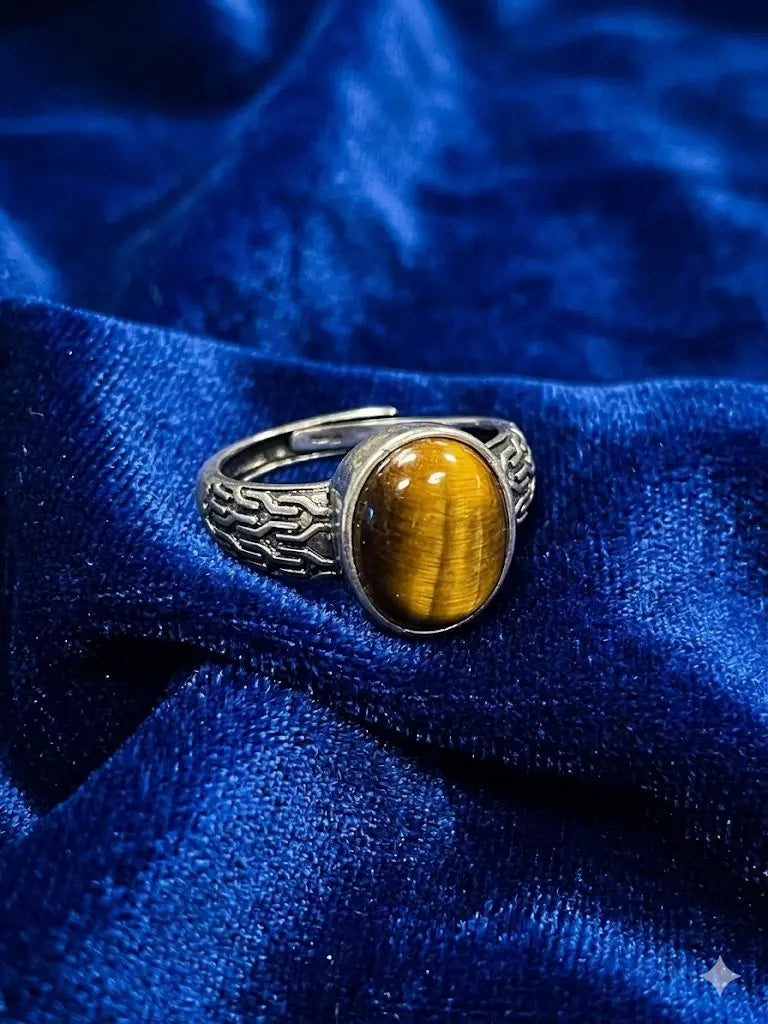 Handmade Natural Stone Gemstone Rings With Copper & Silver, Stone Size 10*12mm, Vin-New-Rin61