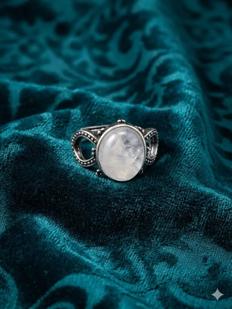 Handmade Natural Stone Gemstone Rings With Copper & Silver, Stone Size 10*12mm, Vin-New-Rin72