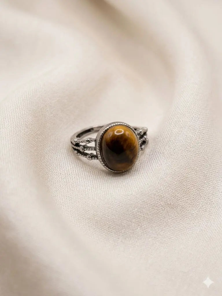 Handmade Natural Stone Gemstone Rings With Copper & Silver, Stone Size 10*12mm, Vin-New-Rin75