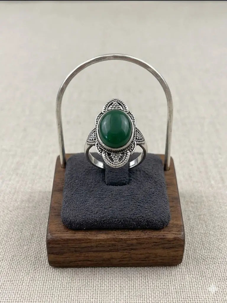 Handmade Natural Stone Gemstone Rings With Copper & Silver, Stone Size 10*14mm, Vin-New-Rin41