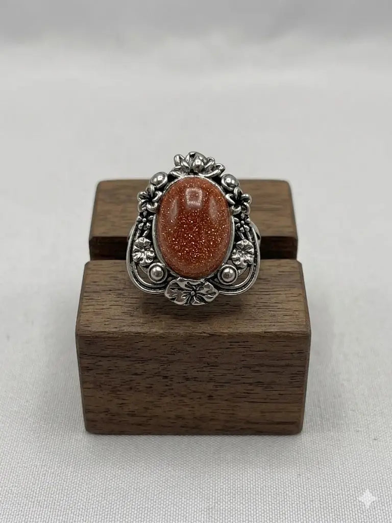 Handmade Natural Stone Gemstone Rings With Copper & Silver, Stone Size 10*14mm, Vin-New-Rin55