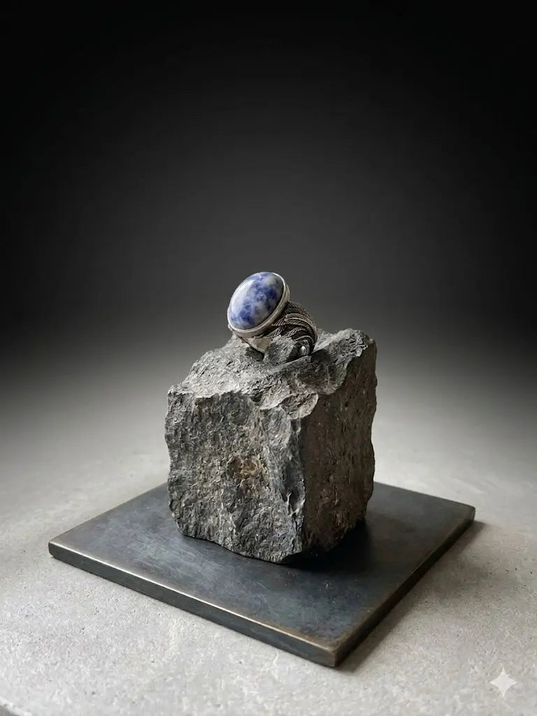 Handmade Natural Stone Gemstone Rings With Copper & Silver, Stone Size 10*14mm, Vin-New-Rin58