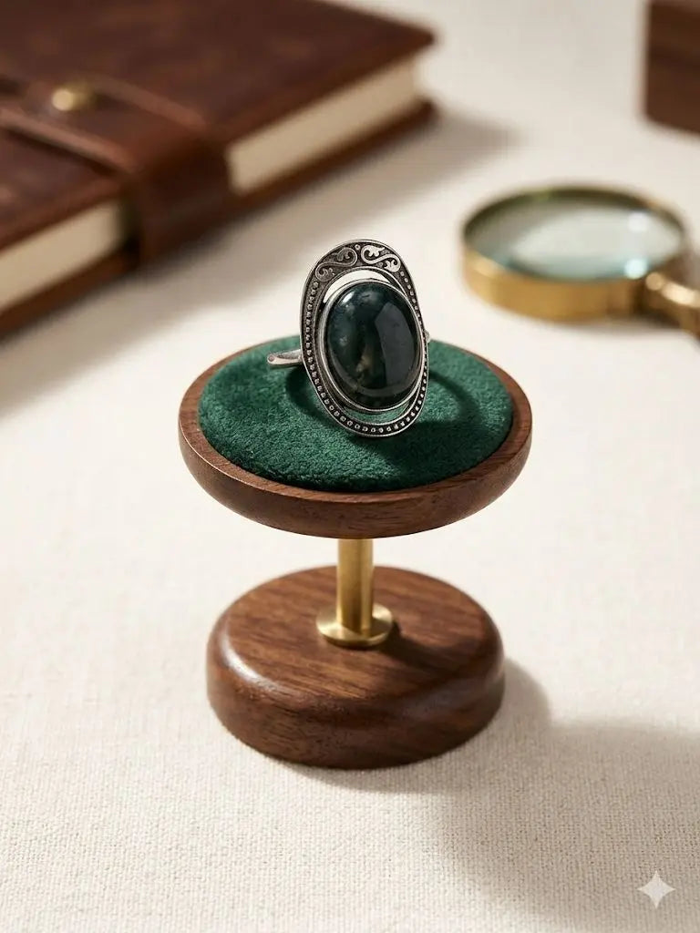 Handmade Natural Stone Gemstone Rings With Copper & Silver, Stone Size 12*16mm, Vin-New-Rin43