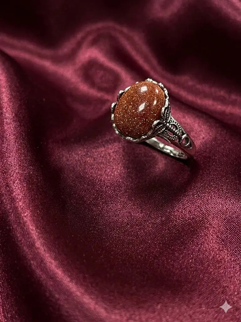 Handmade Natural Stone Gemstone Rings With Copper & Silver, Stone Size 12*16mm, Vin-New-Rin62