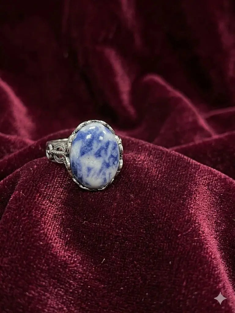 Handmade Natural Stone Gemstone Rings With Copper & Silver, Stone Size 12*16mm, Vin-New-Rin63