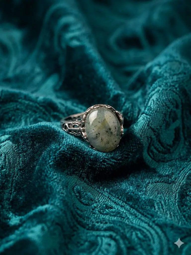 Handmade Natural Stone Gemstone Rings With Copper & Silver, Stone Size 12*16mm, Vin-New-Rin65