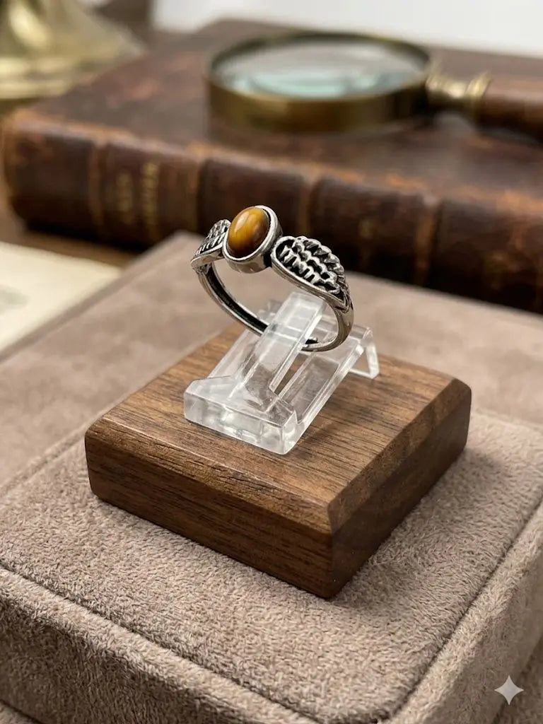Handmade Natural Stone Gemstone Rings With Copper & Silver, Stone Size 4*6mm, Vin-New-Rin95